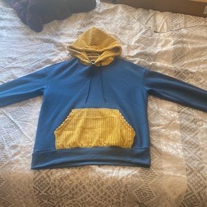 Large Mens Hoodie Corduroy hood and pocket